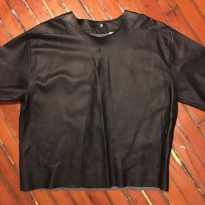 DKNY Black Leather  Short Sleeve Top